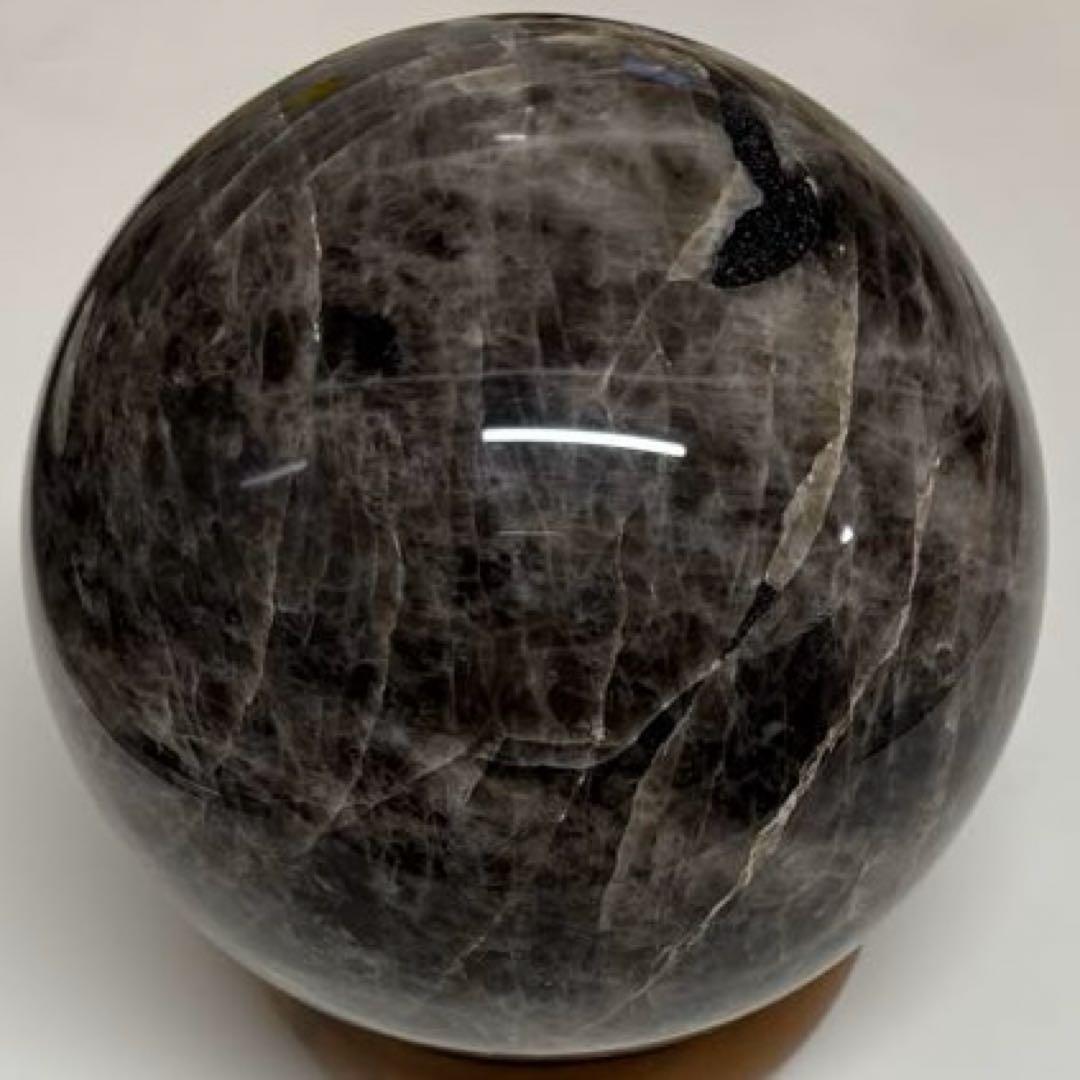 【訳あり】モリオン黒水晶約3.5kg　天然石丸玉スフィア　魔除けインテリア置物