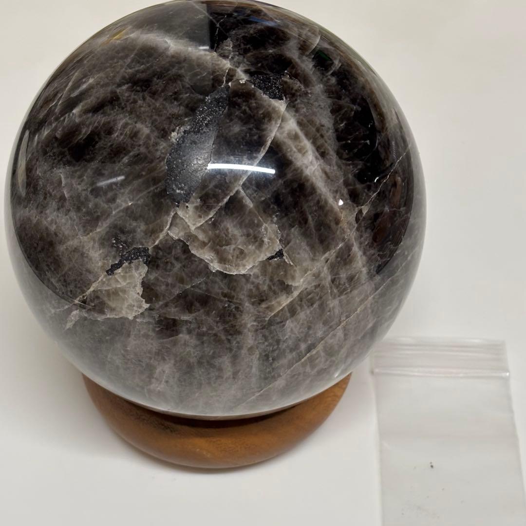 【訳あり】モリオン黒水晶約3.5kg　天然石丸玉スフィア　魔除けインテリア置物