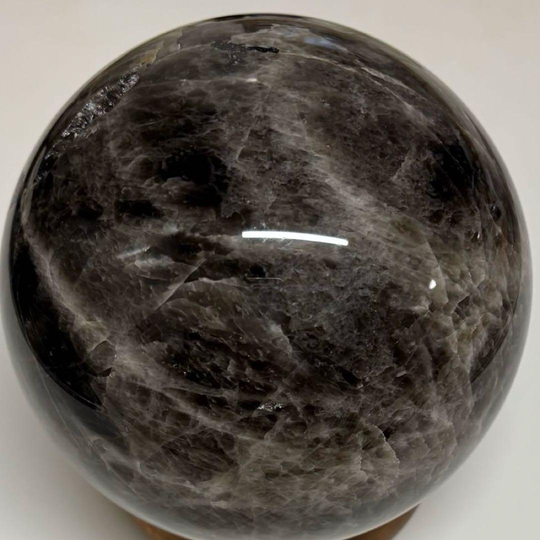 【訳あり】モリオン黒水晶約3.5kg　天然石丸玉スフィア　魔除けインテリア置物