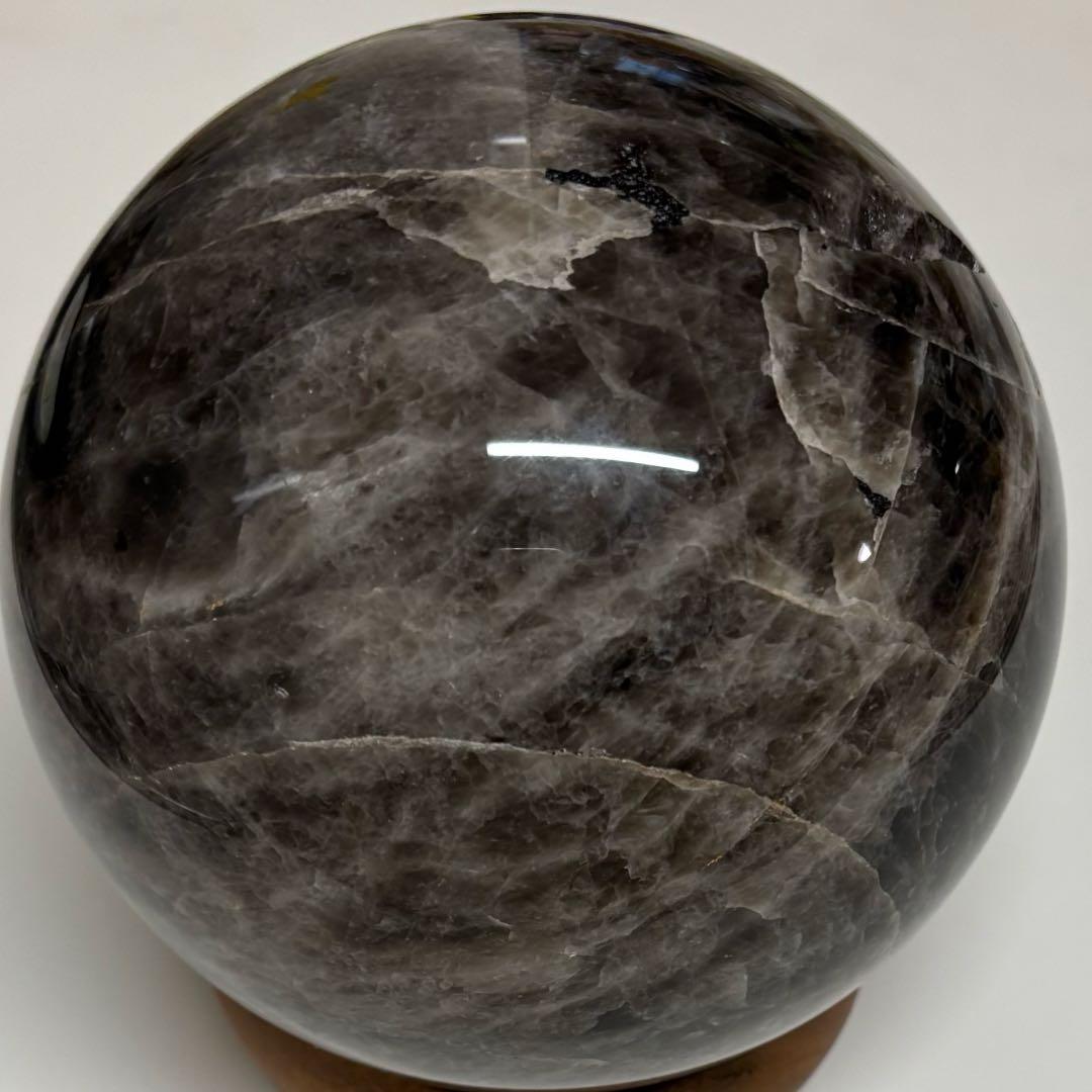 【訳あり】モリオン黒水晶約3.5kg　天然石丸玉スフィア　魔除けインテリア置物