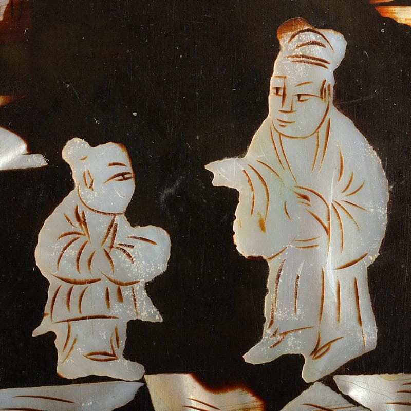 中国　清朝　青花花文鼻煙壷　花瓶　2点　李朝螺鈿装飾六角箱入り　C　R7421