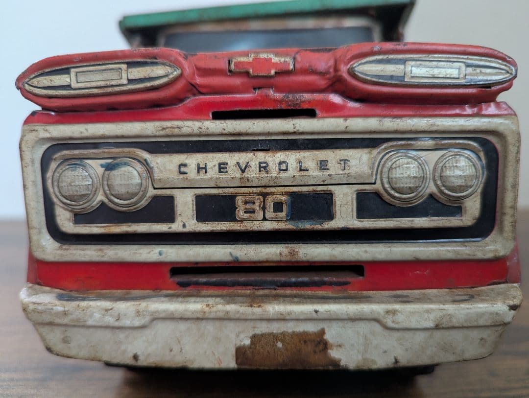 【昭和レトロ】ブリキのおもちゃ/Chevrolet 80 ダンプトラック 赤/緑