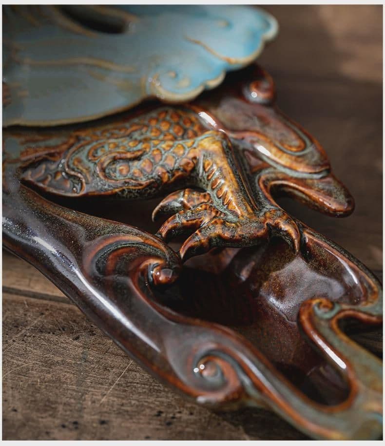 焼物香炉 祥竜盤香炉 香薫炉 香道 茶道 置物 装飾品 工芸品 置物