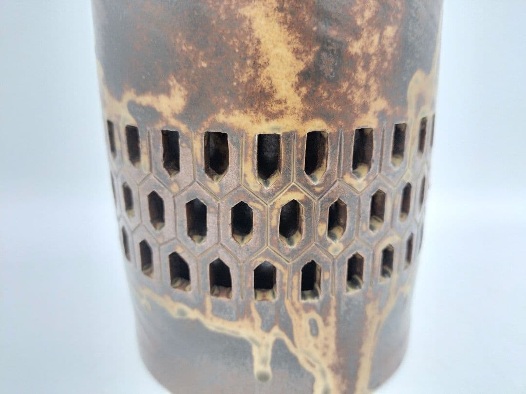 c100 細水指 耳付 透かし 李殷九 木箱 茶道具 古物