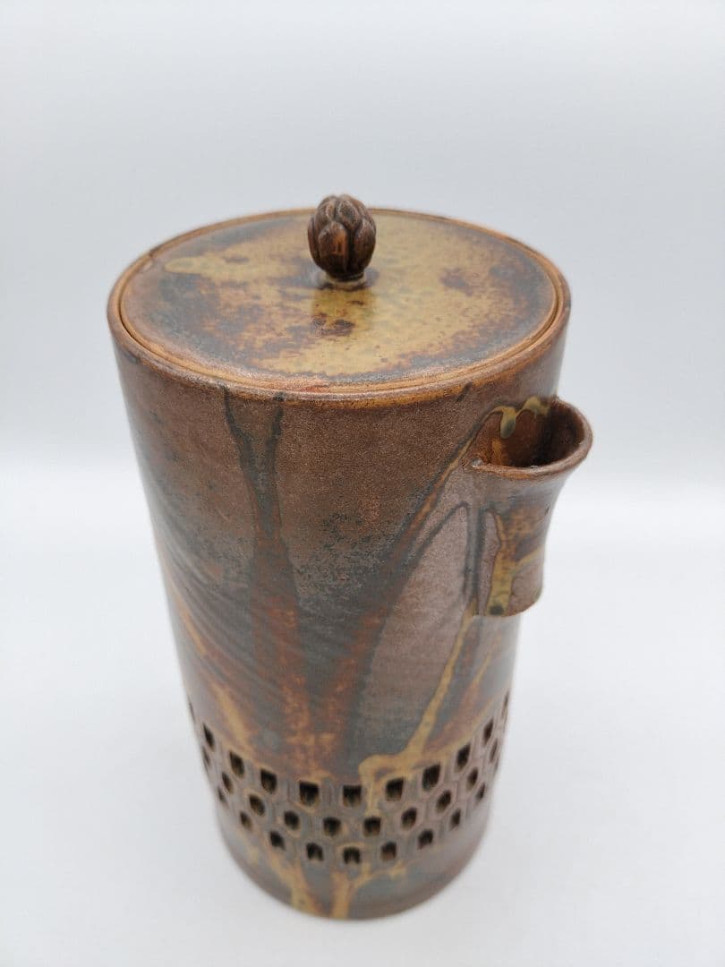 c100 細水指 耳付 透かし 李殷九 木箱 茶道具 古物