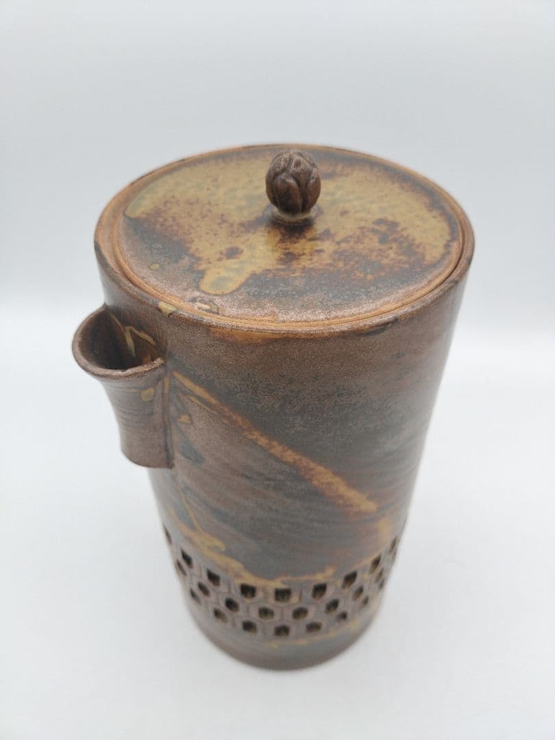 c100 細水指 耳付 透かし 李殷九 木箱 茶道具 古物