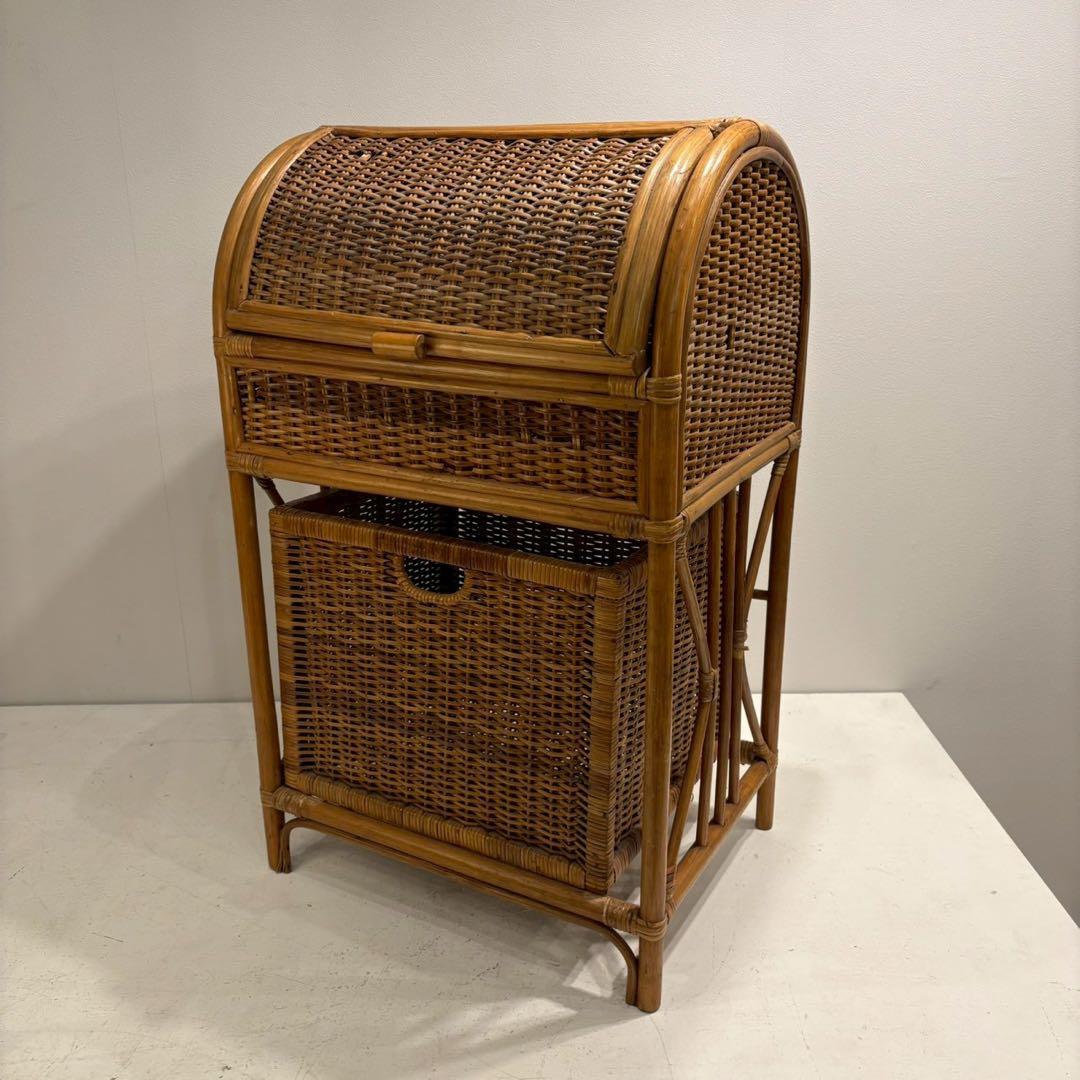 ラタン　ビンテージ　ランドリーラック