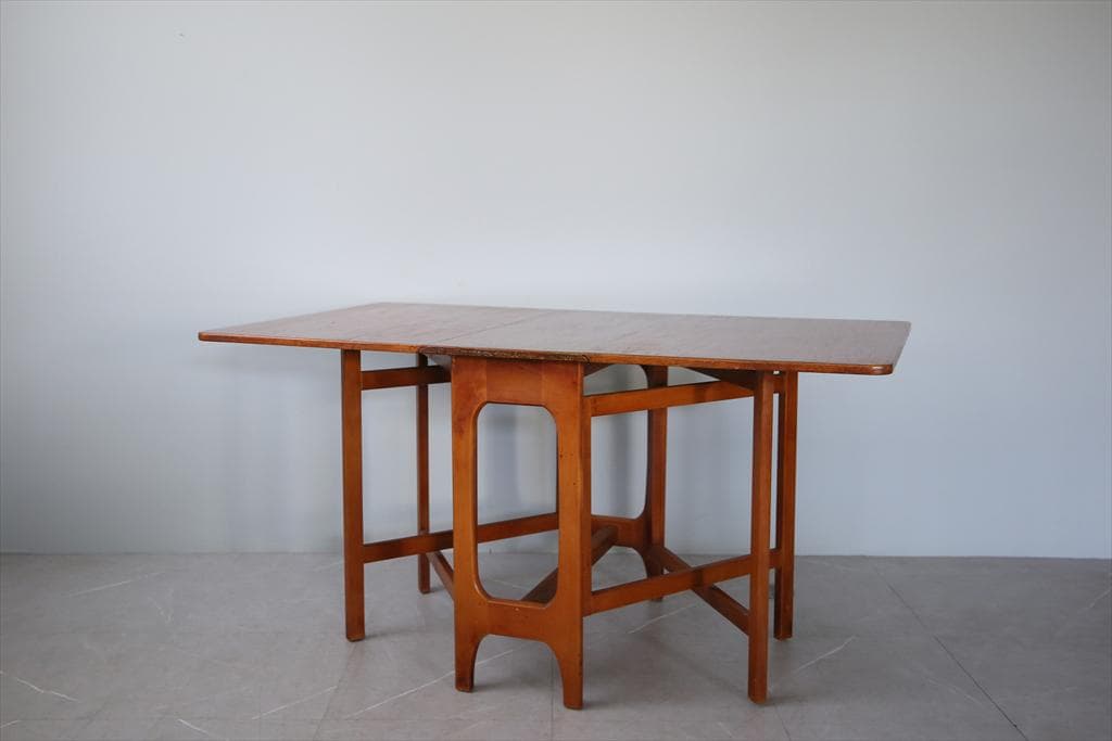 英国アンティーク木製ゲートレッグテーブル/ダイニング机バタフライ(91-73)