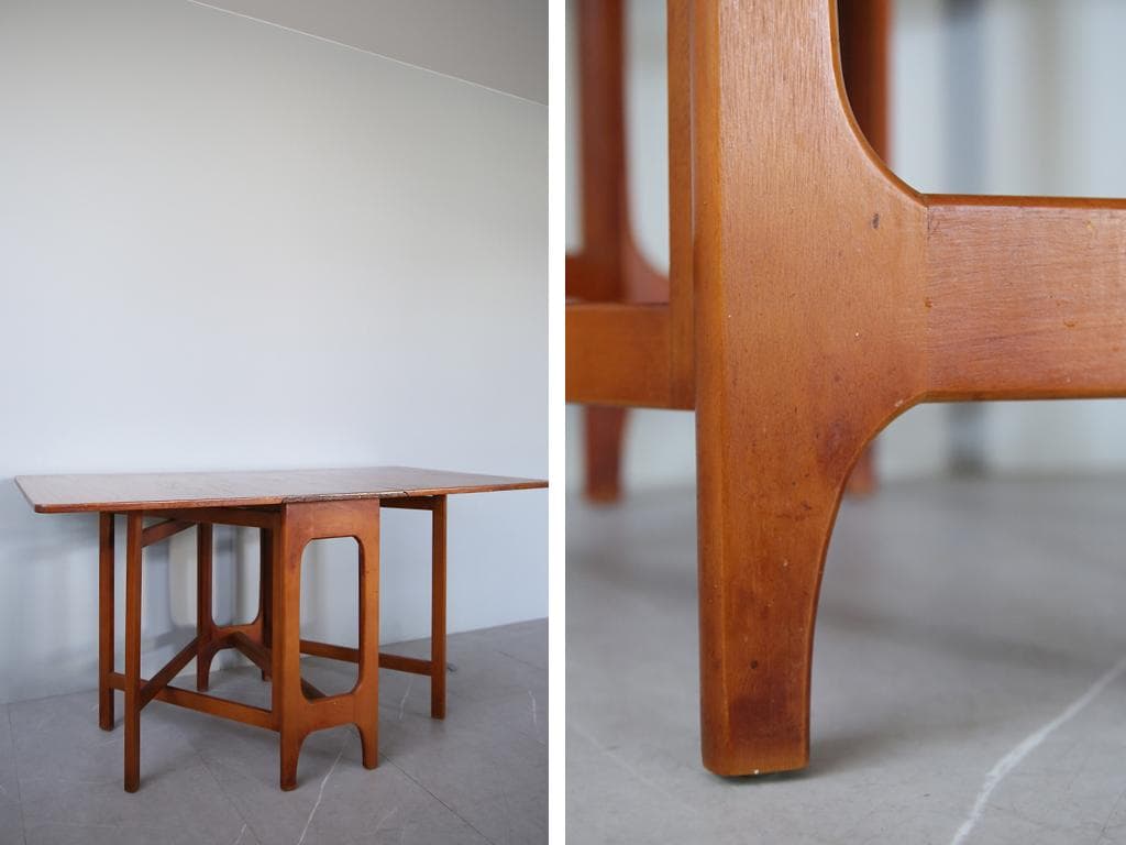 英国アンティーク木製ゲートレッグテーブル/ダイニング机バタフライ(91-73)