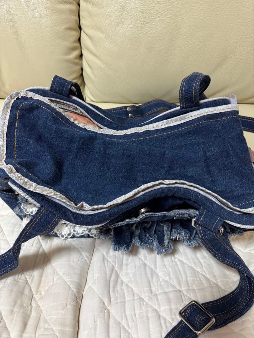 SAYO デニムフリル犬用キャリーバッグ