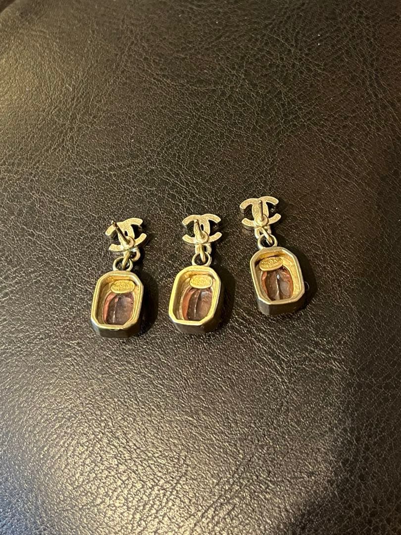 CHANEL 3個セット　ピンクストーン付き　ドロップピアス　正規品