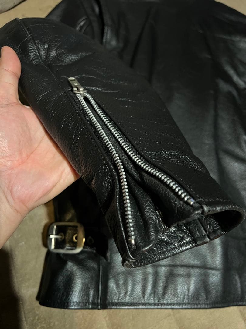 レザー シングルライダースジャケット 黒　バッファロー革　サイズ36