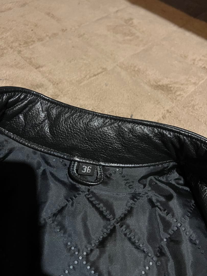 レザー シングルライダースジャケット 黒　バッファロー革　サイズ36