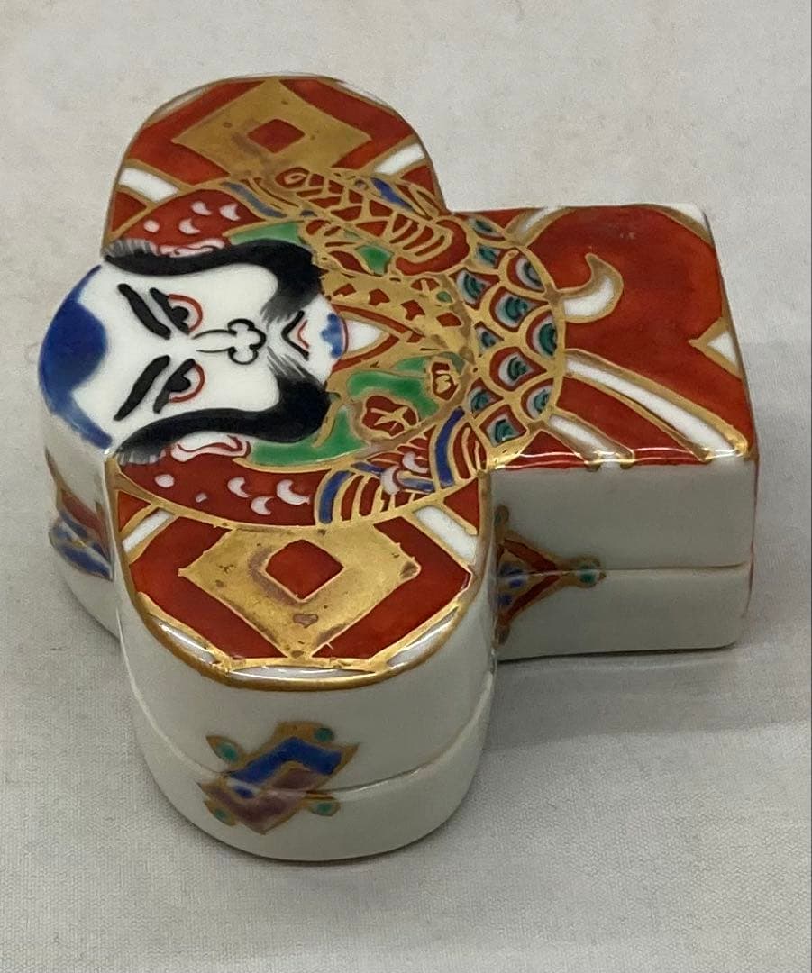 B251s 「色絵 奴凧香合」高野昭阿弥造　共箱　正月　京焼