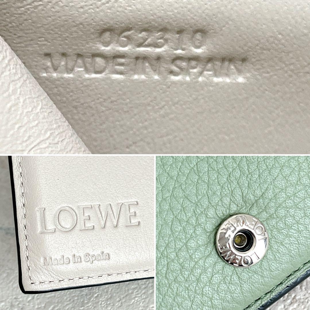 美品✨ロエベ　トライフォールドウォレット　アナグラム　三つ折り財布　ローズマリー