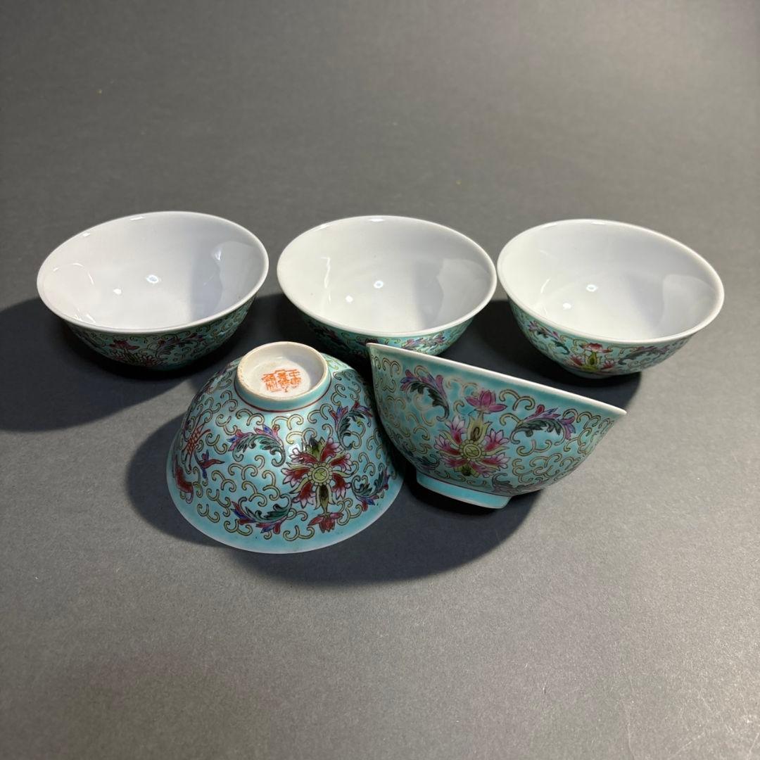 中国景徳鎮製　煎茶碗　５客