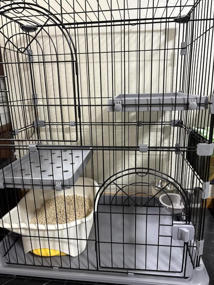 PETTOM 猫 ケージ キャットケージ 2/3段 猫ゲージ ワイド扉_corg
