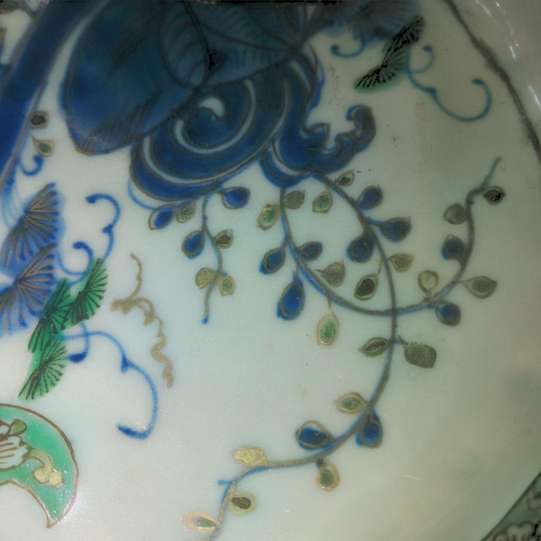 江戸時代　金彩海藻文アワビ型皿　金継ぎ