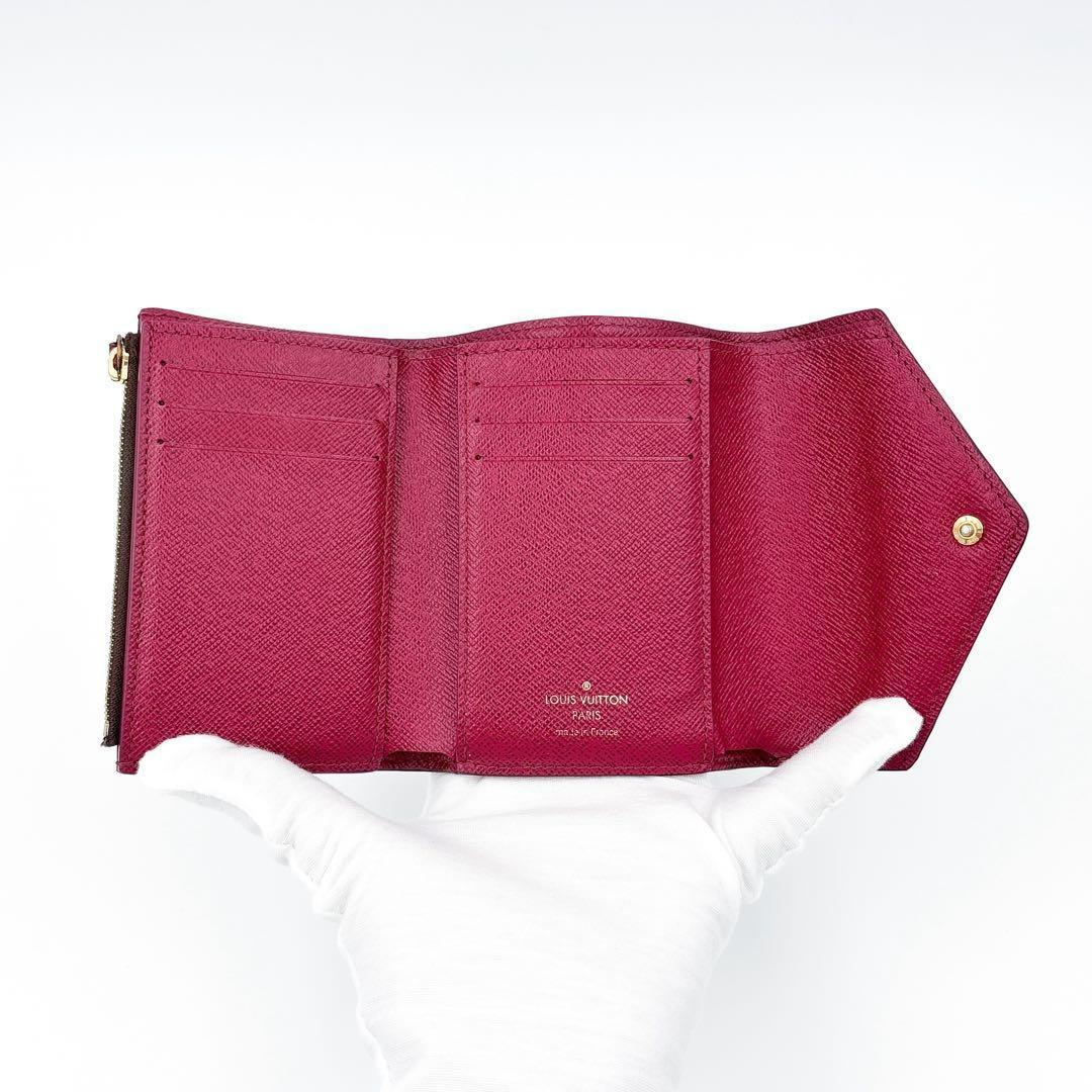 使用感小♪ルイヴィトン モノグラム ヴィクトリーヌ フューシャ 三つ折り財布