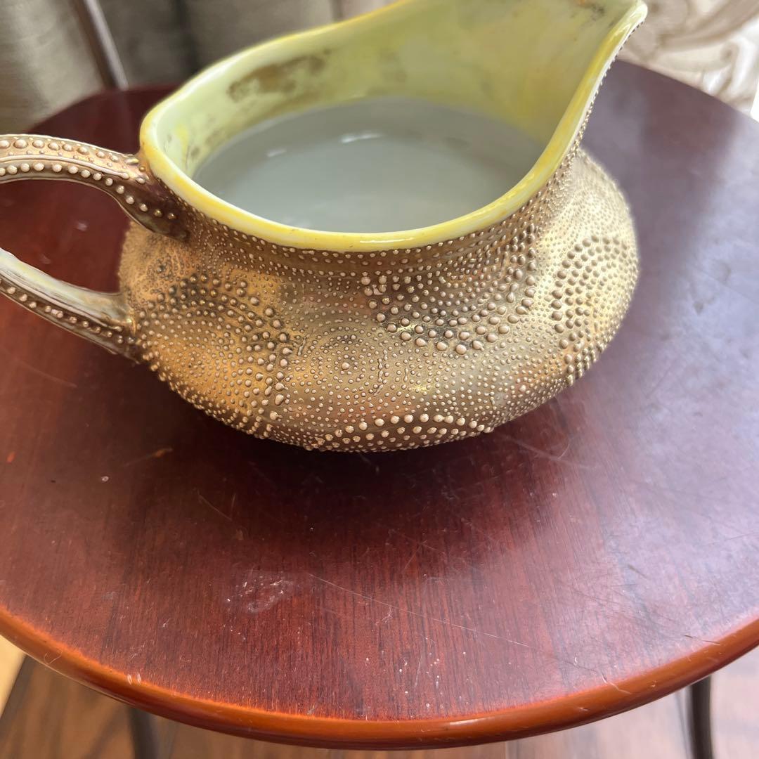 オールドノリタケ金と金点盛りのクリーマー美術品メープル印1890年代技術力の凄さ