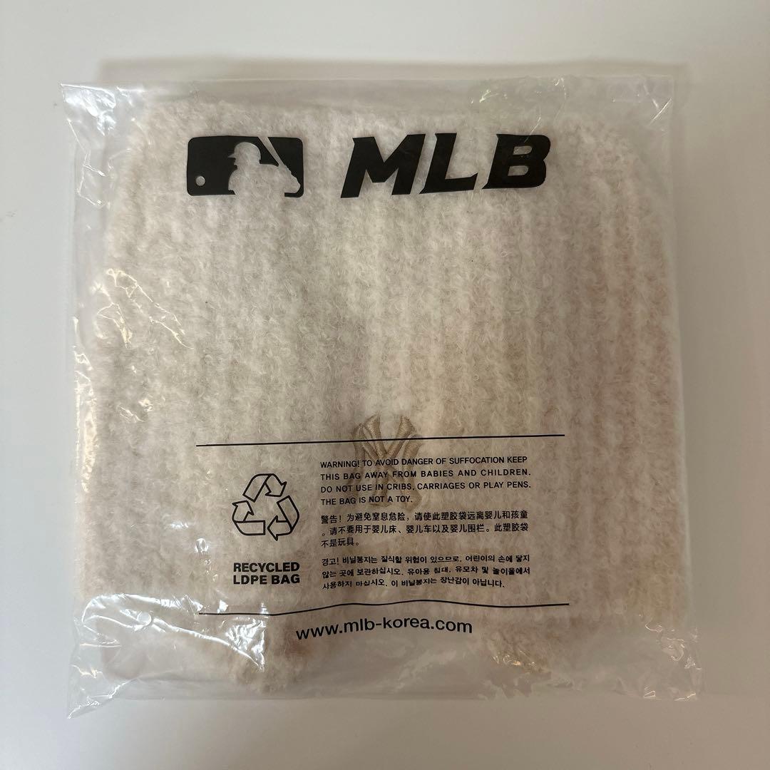 再入荷☆MLB Korea 猫耳 ミヤオン ビーニー 紐付き 韓国限定 白