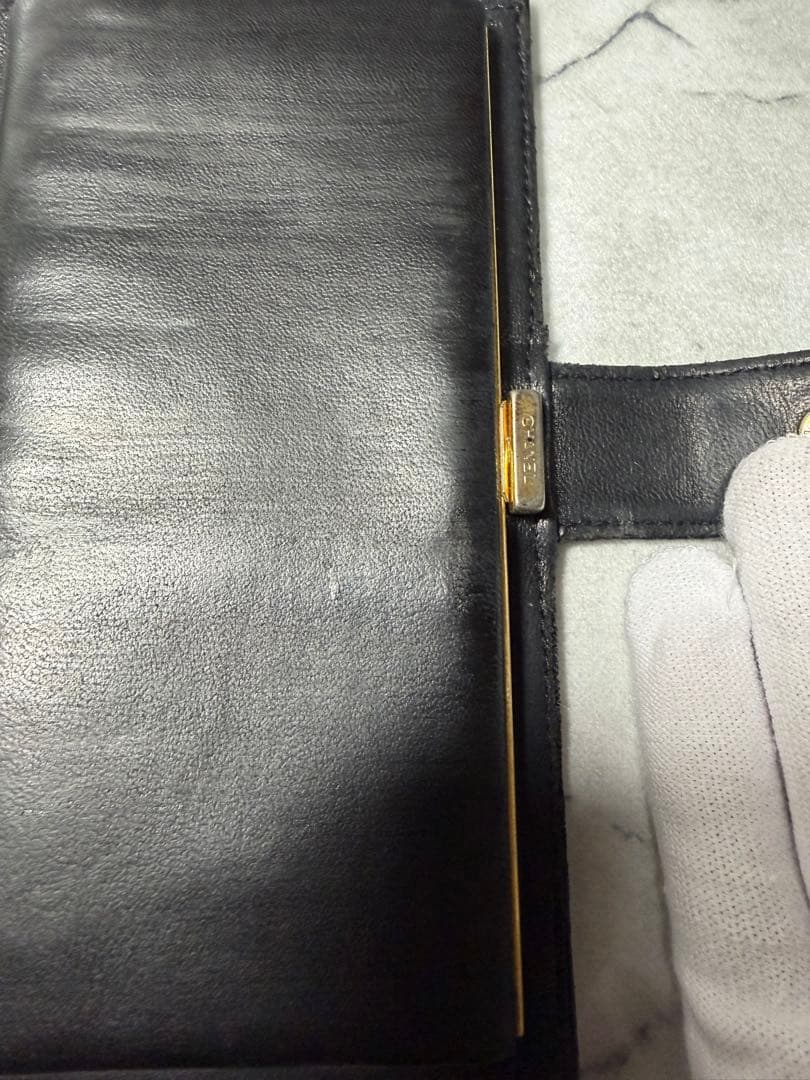 CHANEL キャビアスキン ブラック 二つ折り財布