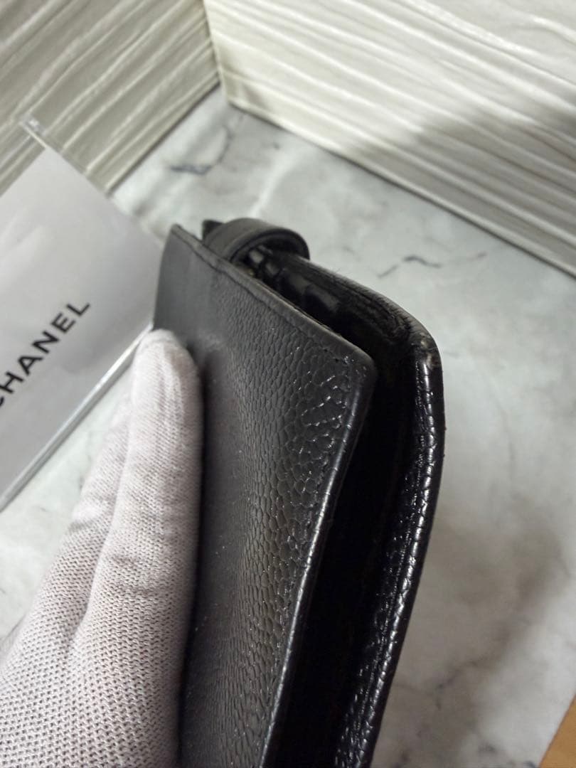CHANEL キャビアスキン ブラック 二つ折り財布