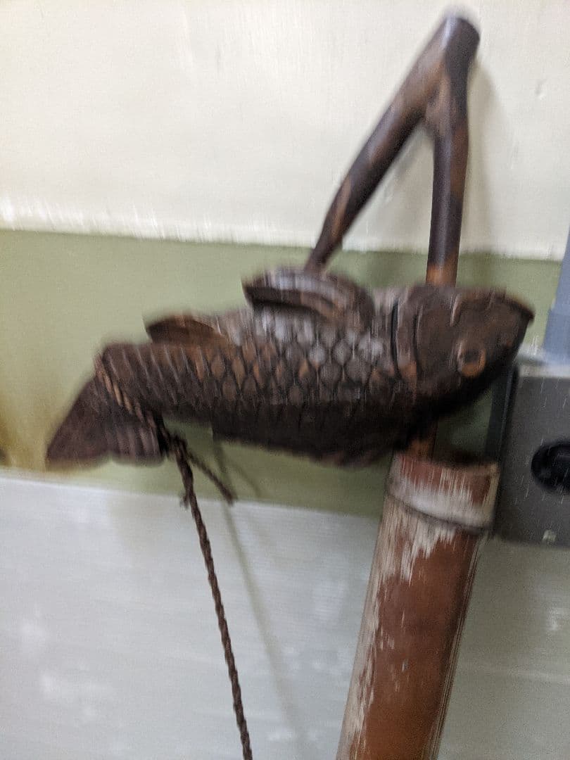 自在鉤 竹 レトロ 囲炉裏 古民家 アンティーク 魚 魚付き インテリア