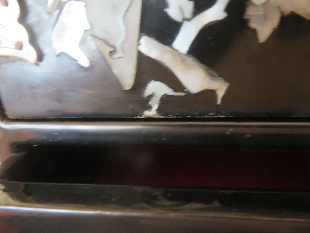 韓国 螺鈿 黒漆 白蝶貝 鶴 花 鳥 小物入 箪笥 ジュエリーボックス 象嵌