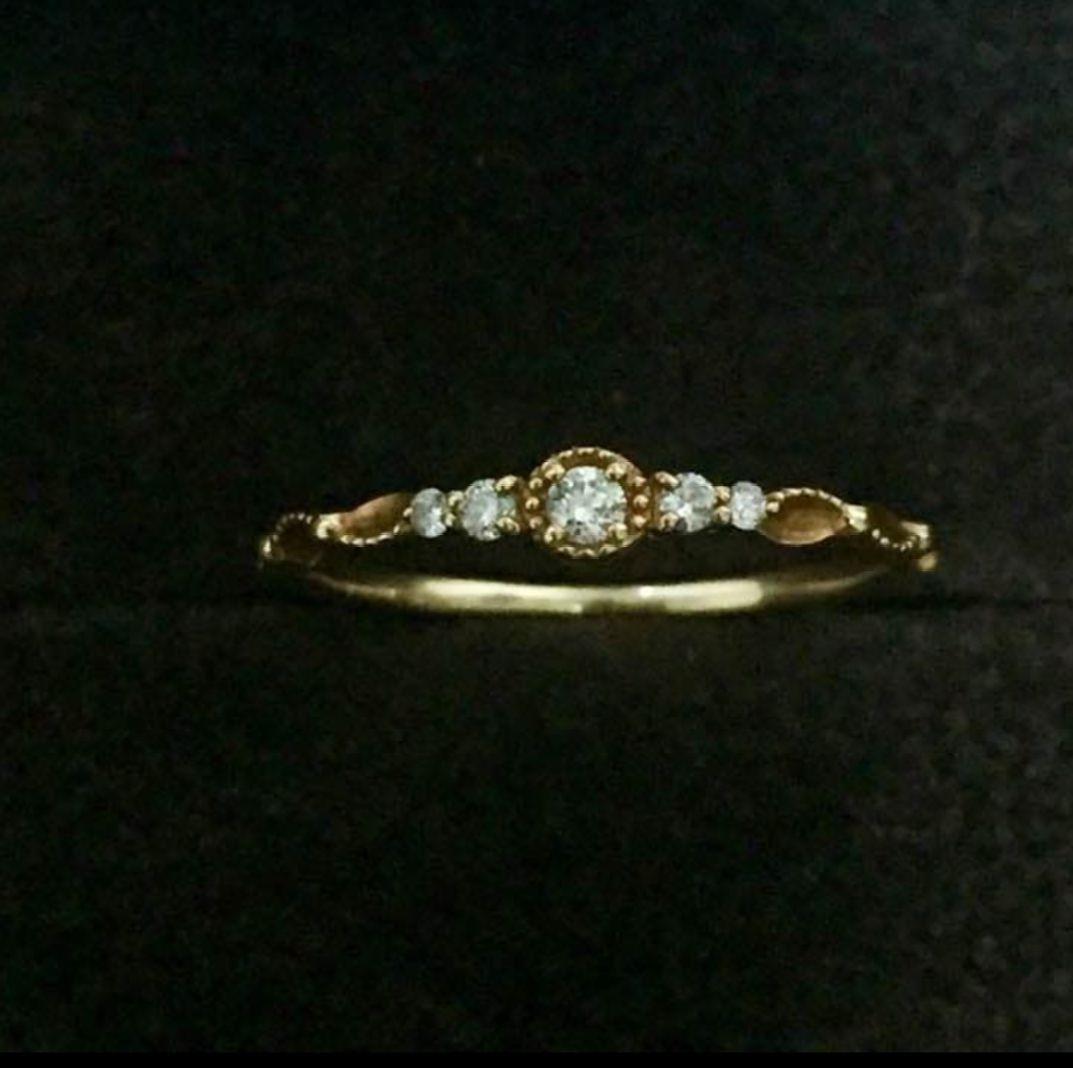 アガット K14 ダイヤモンドリング