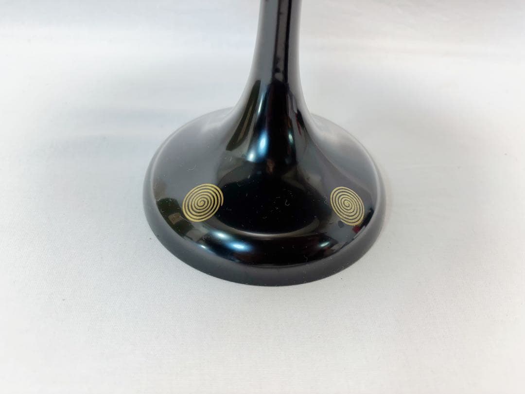 ほぼ未使用 茶道具 渦蒔絵 木製黒真塗 貴人高杯 淡々斎好写 干菓子器 元箱