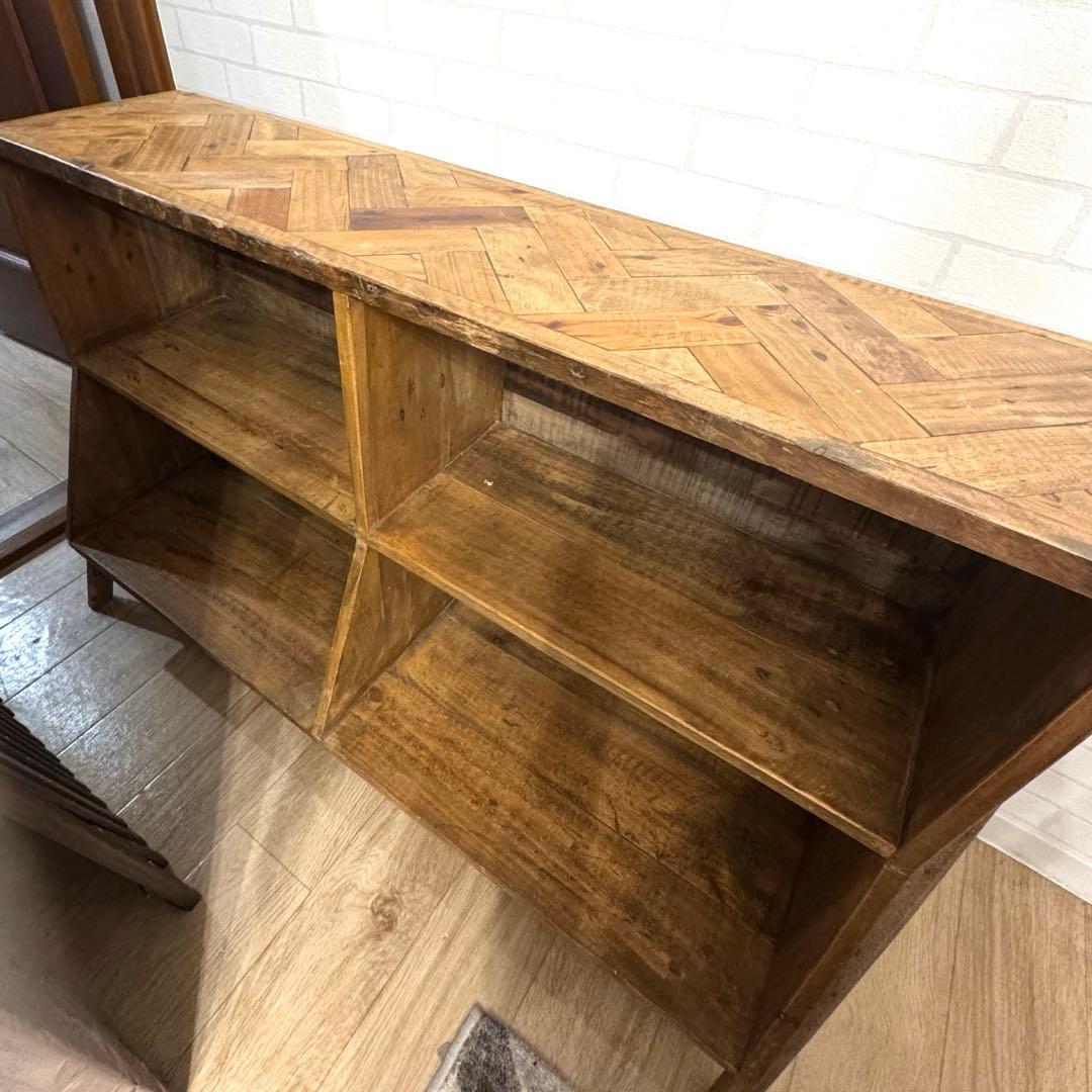 ヴィンテージ　本棚　シェルフ　古材　ヘリンボーン　アンティーク 1点もの