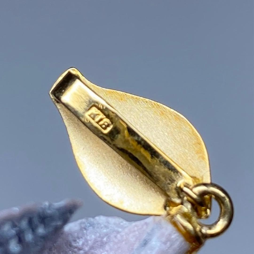 専用　耕堂作　K18刻印大金具　本真珠大玉枯葉ネックレストップ　共箱　13.5g