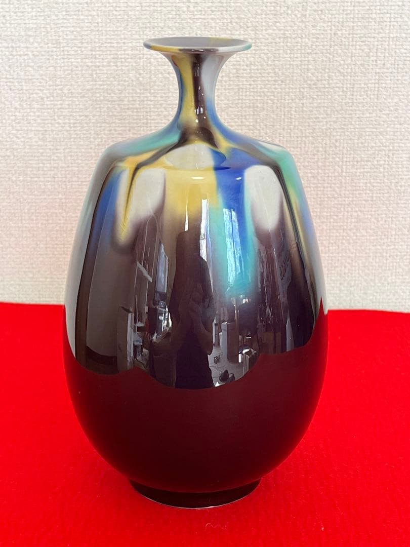 柳雨軒 三代 人間国宝 徳田八十吉 (正彦銘) 彩釉 壺 T144