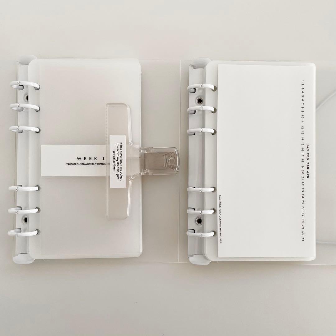 早い者勝ち　韓国　貯金　バインダー　リフィル　ダブルリングバインダー　黒　2