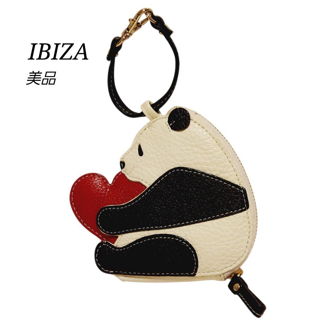 【美品】IBIZA パンダ ケース レザー ハート ストラップ付き