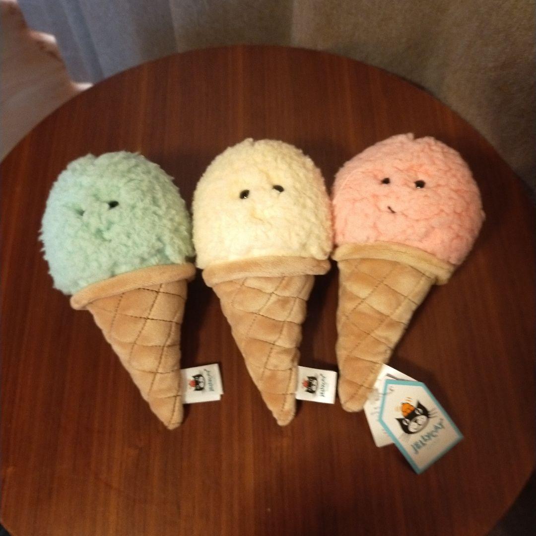  アイスクリームコーン型ぬいぐるみ3個セット