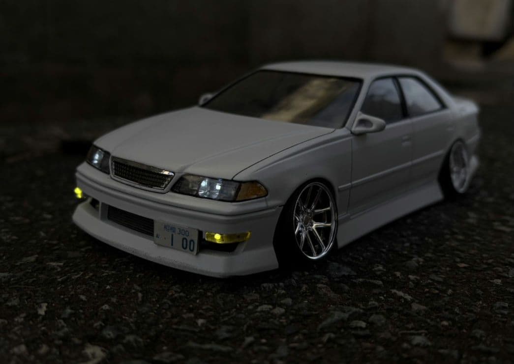 アオシマjzx100マークIIプラモデル完成品電飾加工品