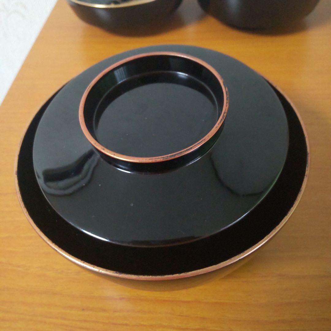 輪島屋善仁 輪島塗 煮物椀 5客 草花 一文字型