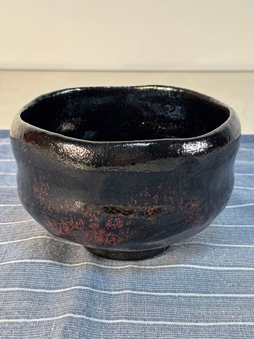 茶道具　黒楽　窯変 紅斑 　抹茶碗
