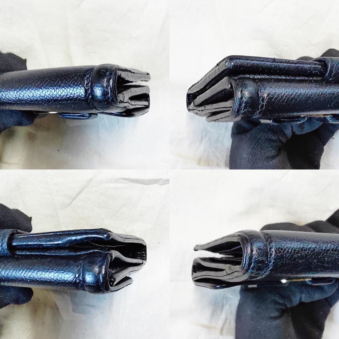 箱付き 良品 フェラガモ Ferragamo 折り財布 ヴァラ リボン ブラック