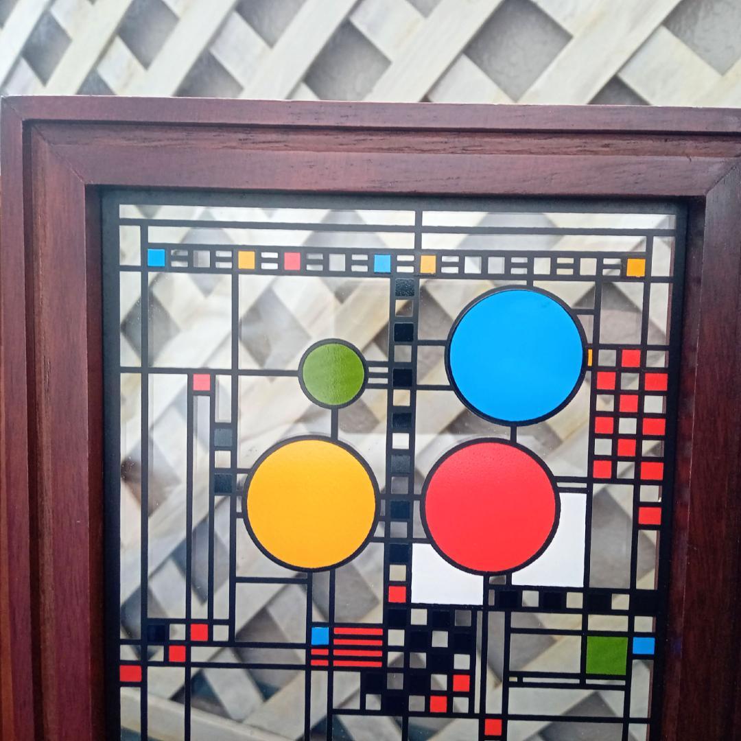 フランクロイドライト ステンドグラス木製枠２枚パレード＆ロビー邸グラスマスターズ