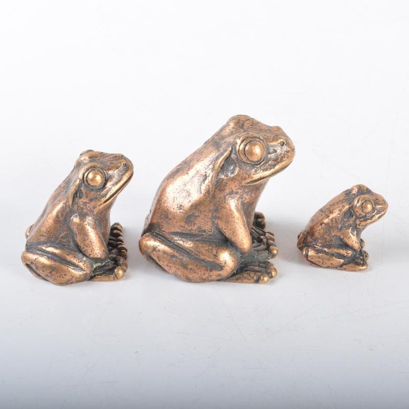 中国　古銅　蛙　紙鎮　置物　3点　N　4219