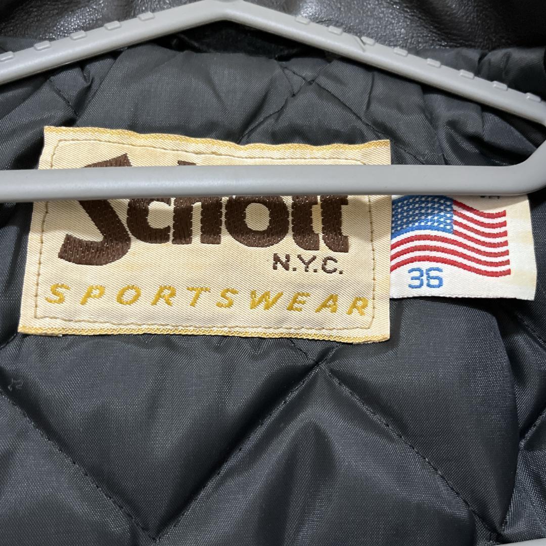 【Kr】SCHOTT レザー ライザース ジャケット ブラック 36/M