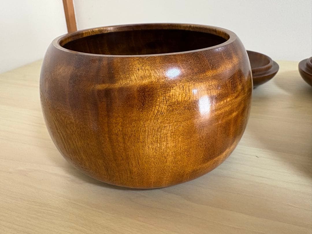 【囲碁】楠製碁笥　桐箱付き