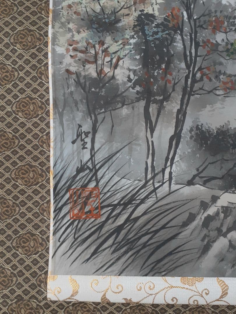 葛谷聖山　春夏秋冬 四季山水図　肉筆絹本　四幅掛軸　共箱　美品