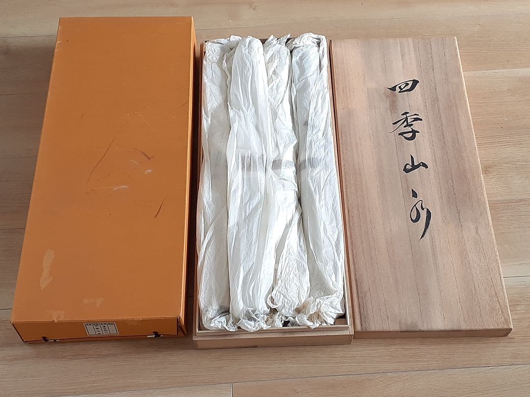 葛谷聖山　春夏秋冬 四季山水図　肉筆絹本　四幅掛軸　共箱　美品