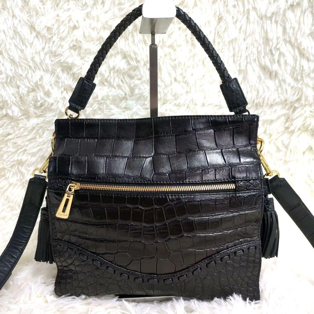 定価84万!!!JRA認定 クロコダイル センター取り ショルダーバッグ2way