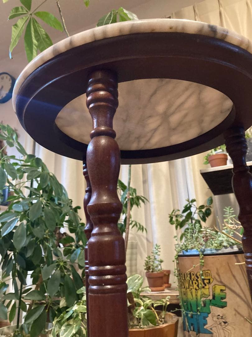 昭和レトロ　花台　大理石　サイドテーブル