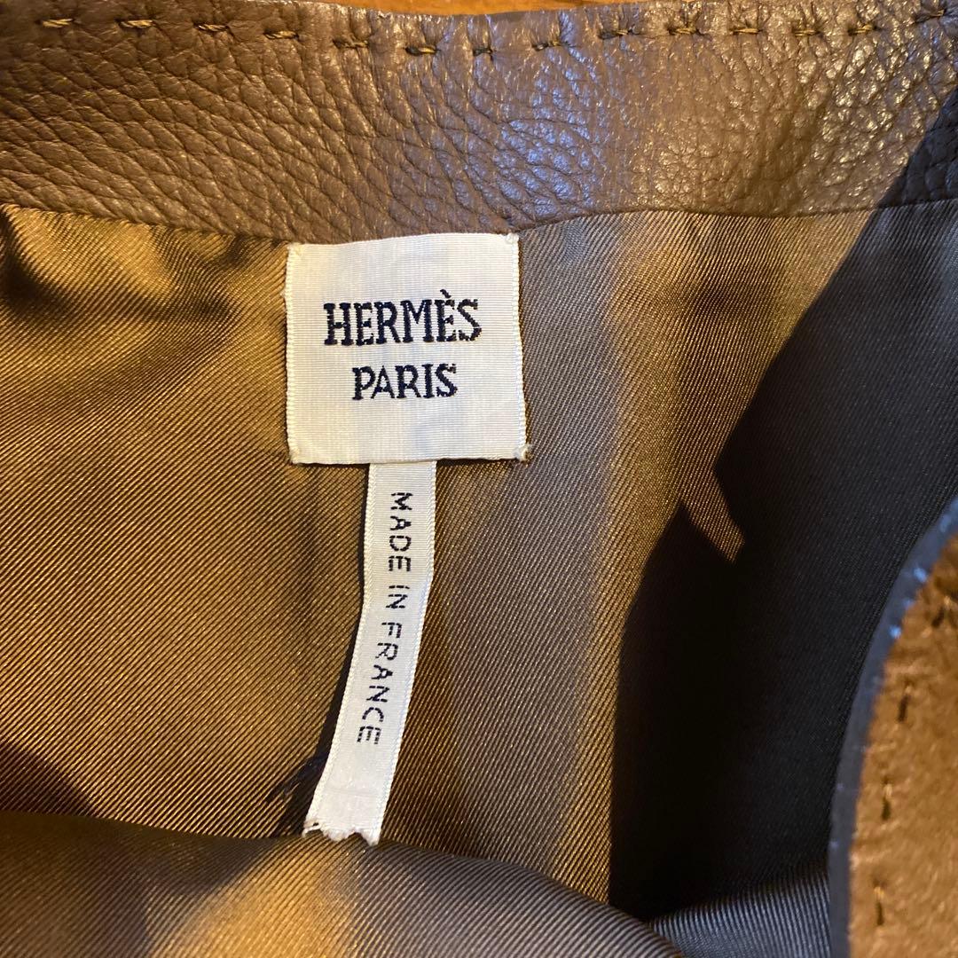 美品　エルメス　スカート　36ブラウン系 牛革　レザー